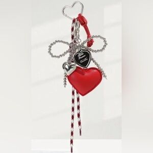New Red Heart Bowknot & Beaded Bow With Heart Photo Frame Bag Charm